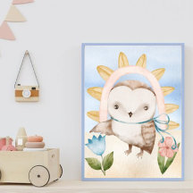 Uggla, Baby djur, Boho, Flowers, Regnbåge
