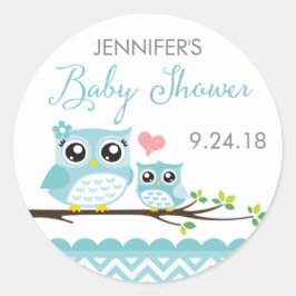 Uggla Baby Shower-etikett / etikett | Blue Chevron
