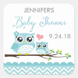 Uggla Baby Shower-etikett / etikett | Blue Chevron