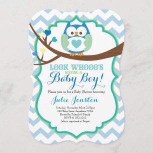 Uggla baby shower inbjudan