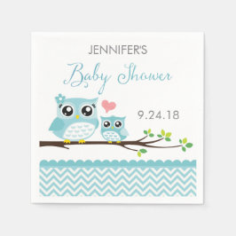 Uggla Baby Shower Napkins | Blue Chevron Boy Pappersservett