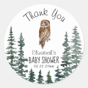 Uggla Baby Shower Tack Runt Klistermärke