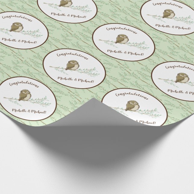 Uggla Baby Shower Woodland Presentpapper (Hörn)