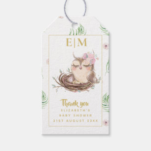 Uggla Baby Tack Gift Märkres Favors Boy Girl Presentetikett