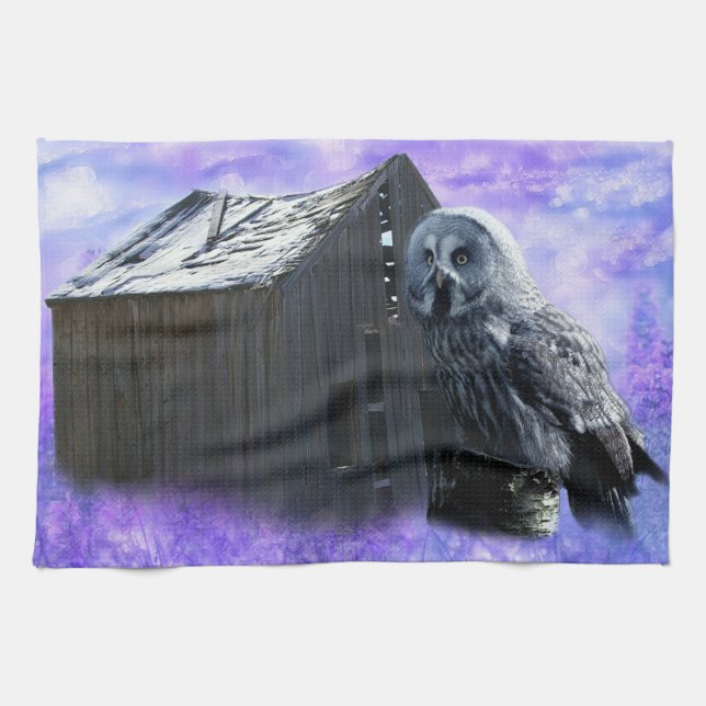 Uggla Barn Shed Kökshandduk (Horisontell)
