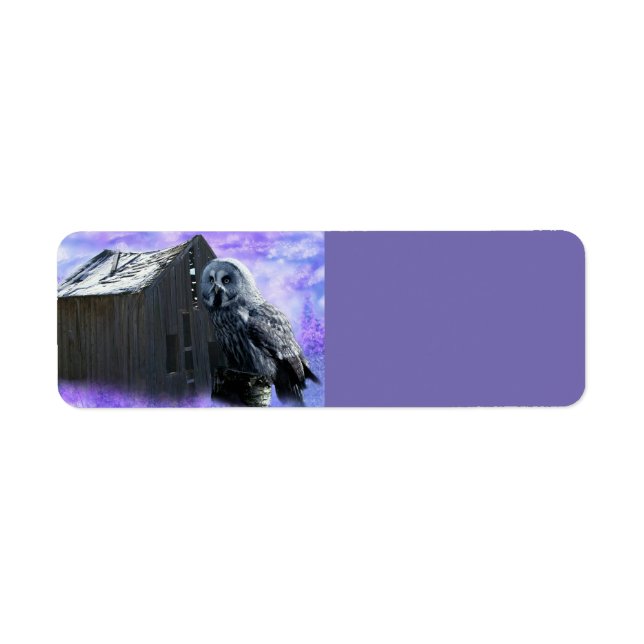 Uggla Barn Shed Returadress Etikett (Framsidan)