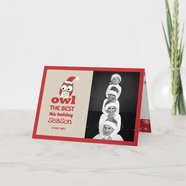 Uggla: Bästa jul/Helgdag-fotokort Helgkort (Framsida)