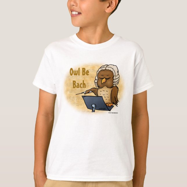 Uggla BE Bach Funny Kids T-Shirt (Framsida)