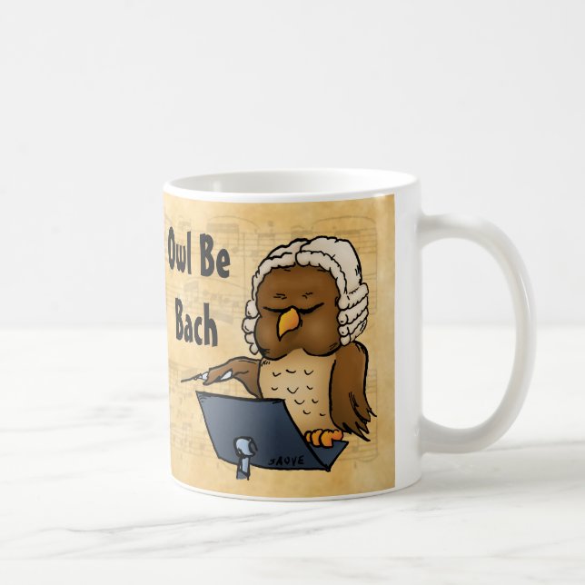 Uggla BE Bach Funny Uggla Tecknad Kaffemugg (Höger)