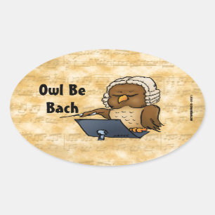 Uggla BE Bach Funny Uggla Tecknad Ovalt Klistermärke