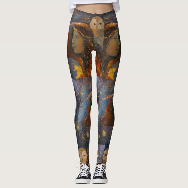 Uggla Bear Wisdom Strength Spirit Maureen Girard Leggings (Framsida)