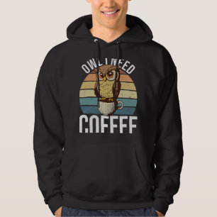 Uggla behöver kaffekontor måndag, tjock fågel hoodie
