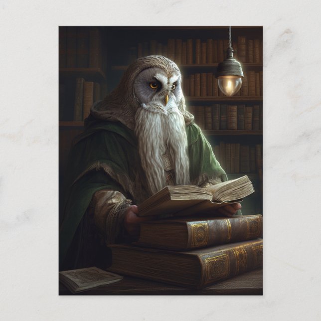 Uggla-bibliotekariska Fantasy Art Vykort (Framsida)