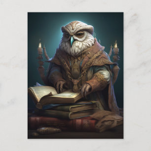 Uggla-bibliotekariska Fantasy Art Vykort