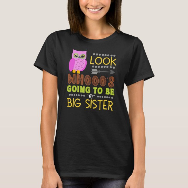 Uggla Big Sister Gravid Reveal Funny Baby T Shirt (Framsida)