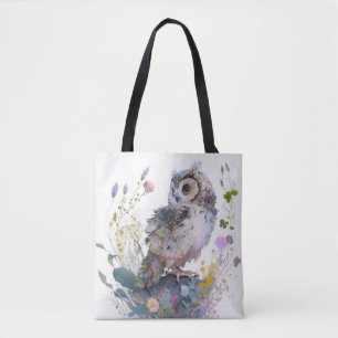 Uggla Bird Porträtt Animal Painting Wildlife Fores Tygkasse