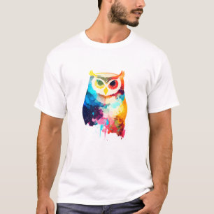 Uggla Bird Vild Natur Animal Färg Paint T Shirt