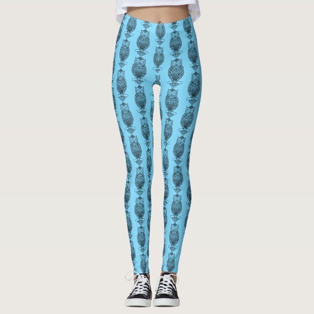 Uggla (blå) - Leggings (Framsida)