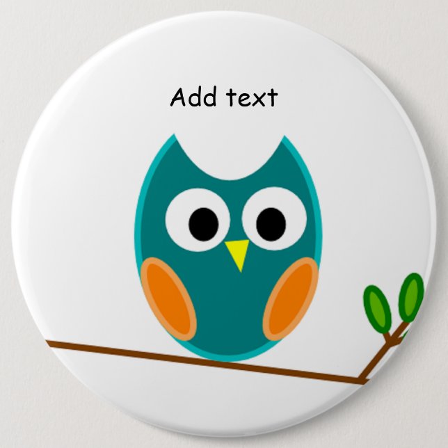 Uggla: Blå och Guld Uggla Knapp (Framsida)