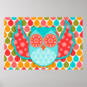 Uggla Boheme Red & Teal Art Poster