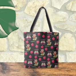 Uggla , Bokar , Red Apple Teacher Large Tote Bag Tygkasse
