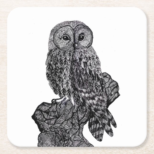 Uggla bord underlägg papper kvadrat (Framsidan)