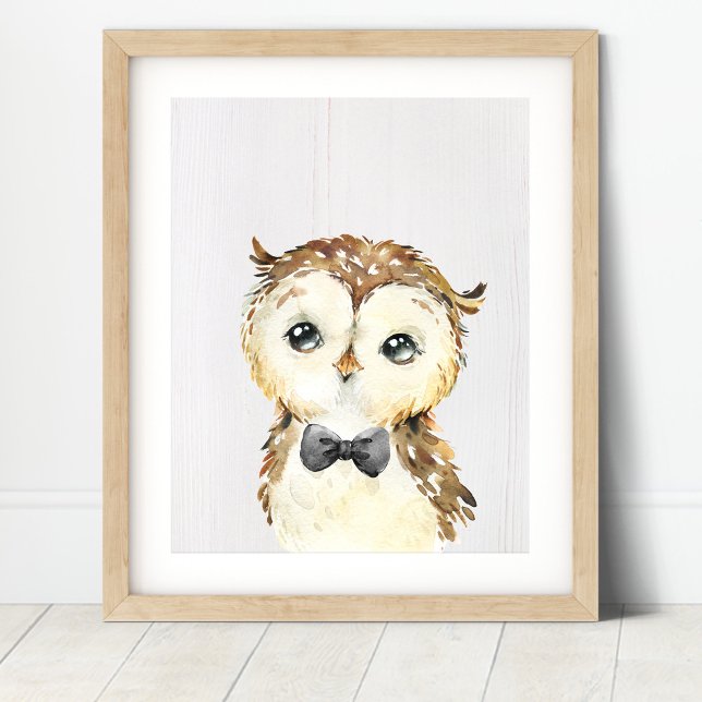 Uggla Bowtie Woodland Nursery Art Print Poster (Skapare uppladdad)