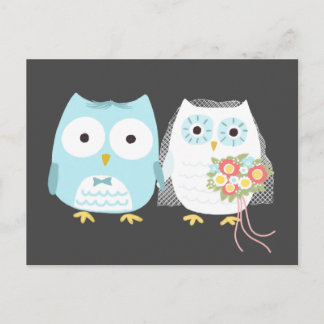 Uggla Bröllop Bride och Groom Cute Couple Vykort