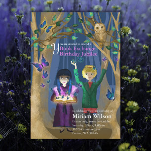 Uggla & Butterflies Bok Byt födelsedagsinbjudan ti Inbjudningar