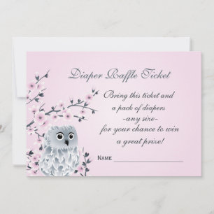 Uggla Cherry Blommars Diaper Raffle Biljett Inbjudningar