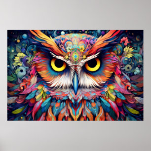 Uggla Colorful Animal Enchanting Abstrakt Poster