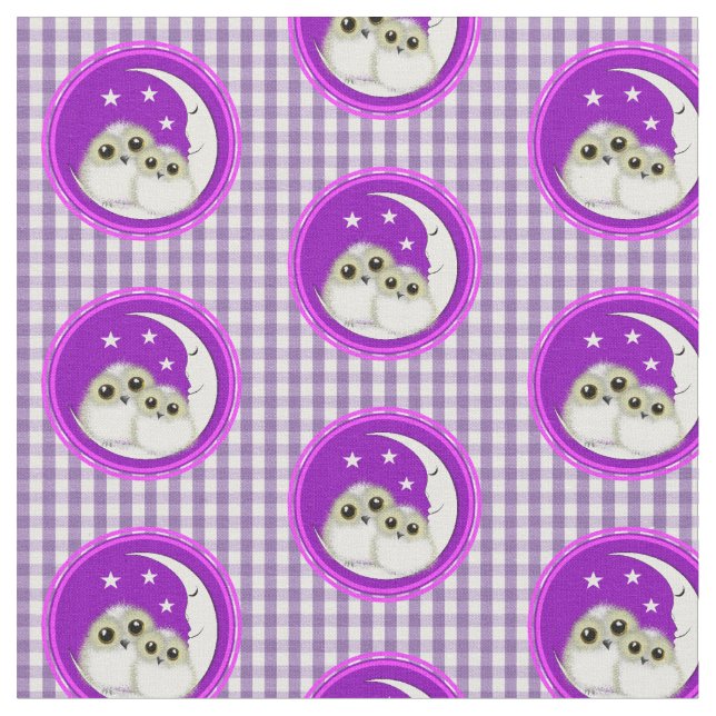 Uggla Cute Lila White Gingham Play Tyg (Närbild)