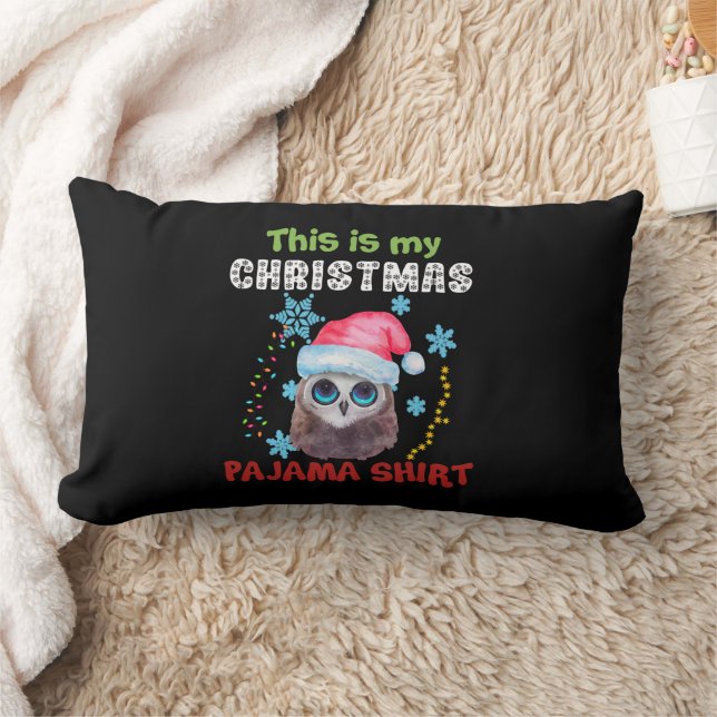 Uggla det här är min Jul Pajama Shirt Lumbarkudde (Filt)
