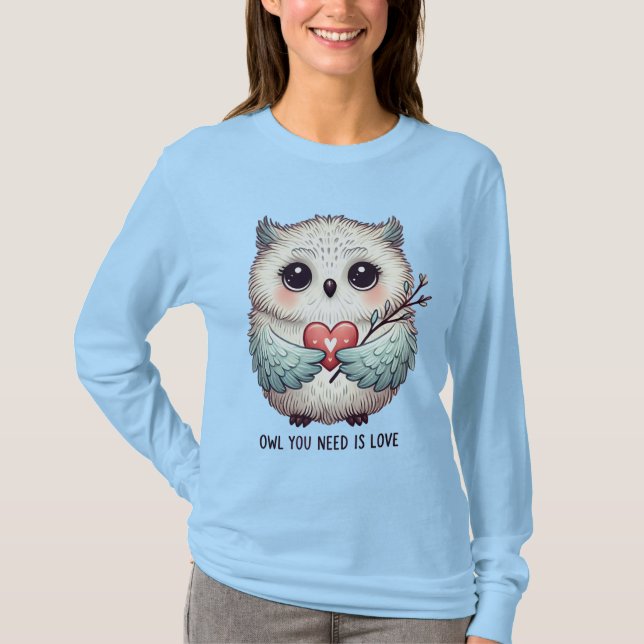 Uggla Du behöver Kärlek T-Shirt Hoodie Baby Kids (Framsida)