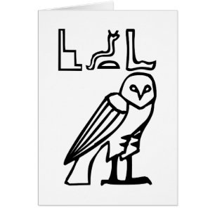 Uggla, egyptisk hieroglyf hälsningskort