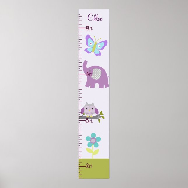 Uggla, Elephant Nursery Growth Chart-Behålla 8 x 4 Poster (Framsidan)