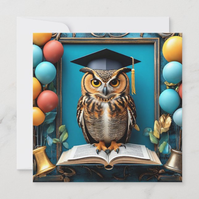 🦉 Uggla Examen För Studentfirande 🦉 Inbjudningar (Framsida)