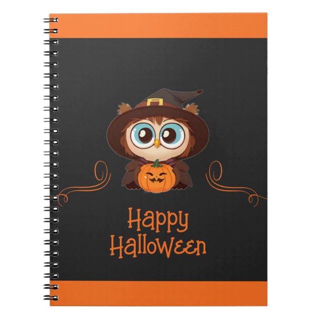 Uggla/fall/höst/Halloween/pumpa Anteckningsbok (Framsidan)