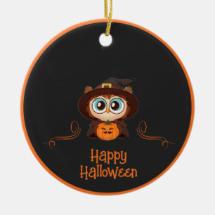 Uggla/fall/höst/Halloween/pumpa Julgransprydnad Keramik