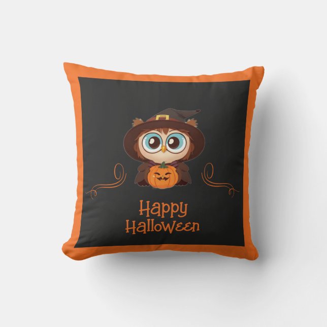 Uggla/fall/höst/Halloween/pumpa Kudde (Framsida)