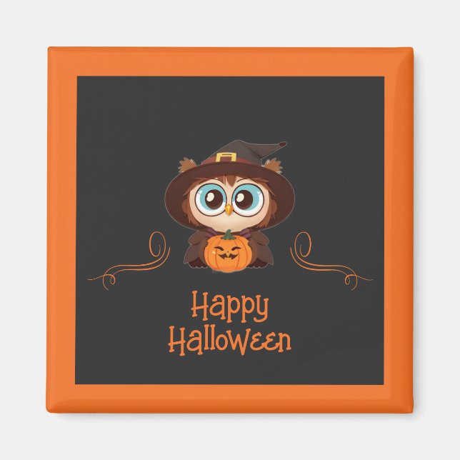 Uggla/fall/höst/Halloween/pumpa Magnet (Framsidan)