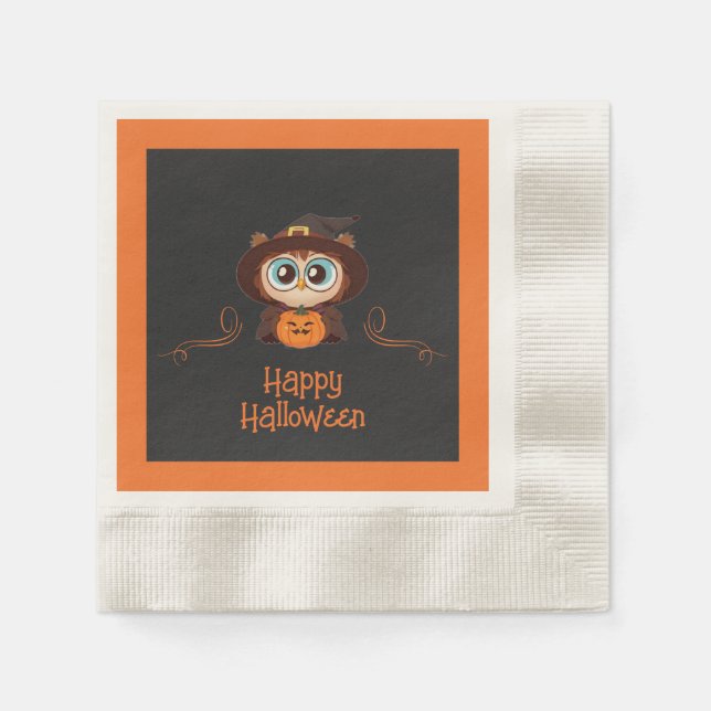 Uggla/fall/höst/Halloween/pumpa Pappersservett (Framsidan)
