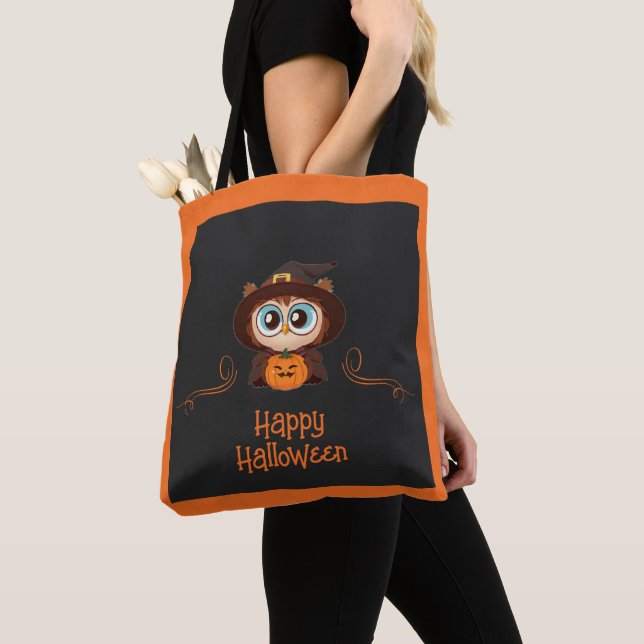 Uggla/fall/höst/Halloween/pumpa Tygkasse (Närbild)
