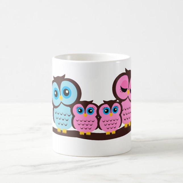 Uggla-familjen av fyra kaffemugg (Center)