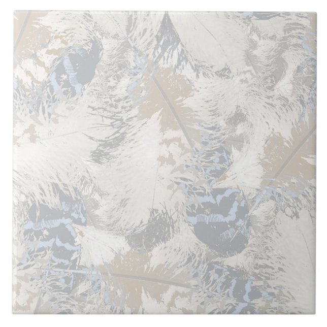 uggla Fjädrar, grått, beige och blue, fågel, ljus, Kakelplatta (Framsidan)