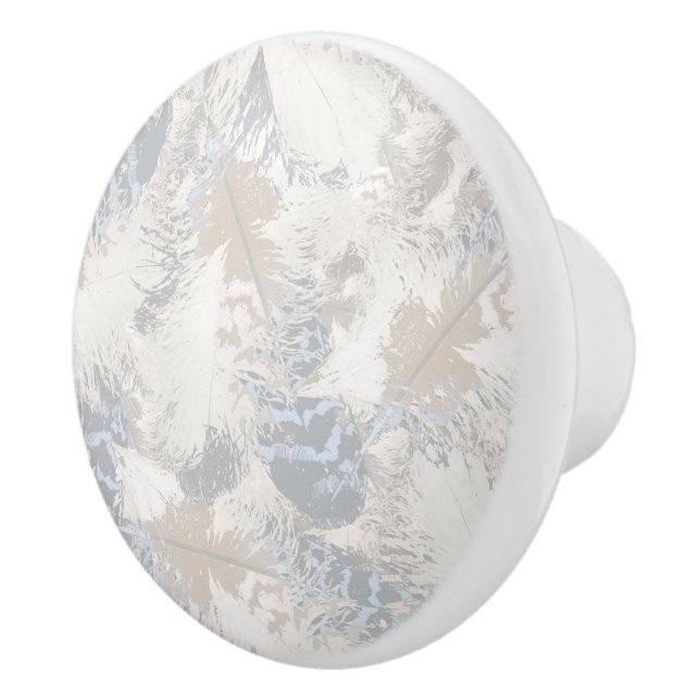 uggla Fjädrar, grått, beige och blue, fågel, ljus, Knopp (Höger)