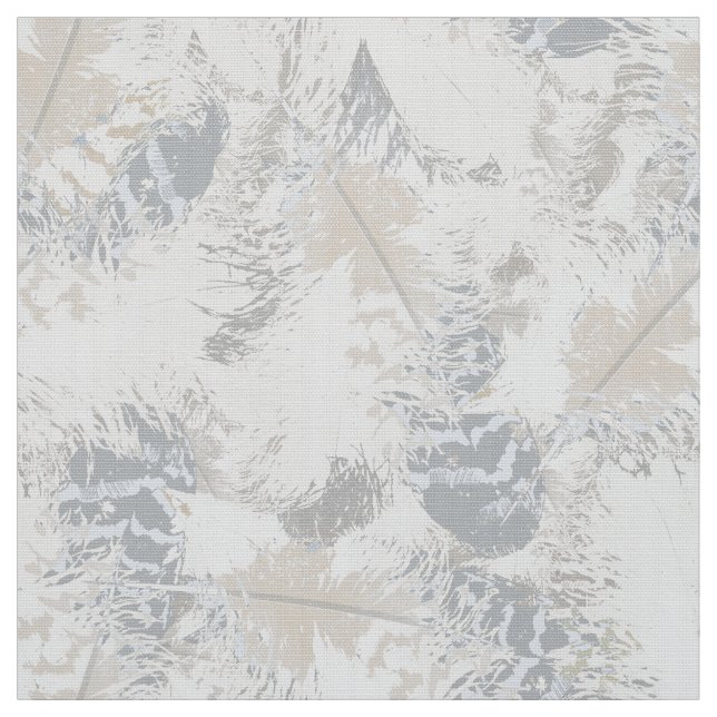 uggla Fjädrar, grått, beige och blue, fågel, ljus, Tyg (Provkarta)