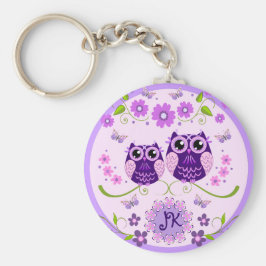 Uggla, Flowers & Butterflies Anpassningsbar Monogr Nyckelring