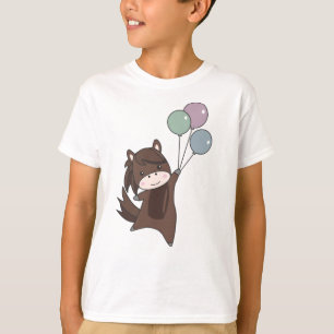 Uggla flyger med ballonger sötdjur för barn t shirt