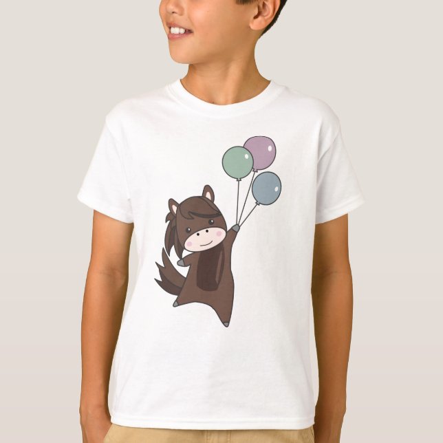 Uggla flyger med ballonger sötdjur för barn t shirt (Framsida)